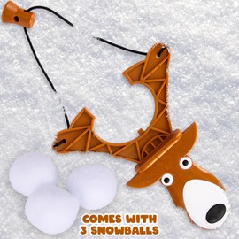 Reindeer Slingshot with 3 Balls - Indoor Snowball Fight Slingshot Toy - Shoots Balls Over 10 Feet - Cool Reindeer Toys for Kids - Sling Shot Reindeer Toy Shoots Fake Snowballs - Stocking Stuffers