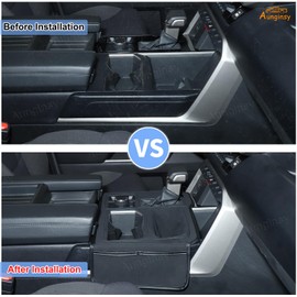 Aunginsy Center Console Gear Shift Box Protector Cover Compatible with Toyota Tundra 2022-2025 Central Control Gear Shifter Cup Holder Panel Protector Mat with Storage Bag Pocket Accessories, With 4WD