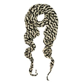 TrendsBlue Premium Lightweight Long Crinkle Stripe Scarf, Black