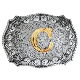 Bai You Mei Western Style Cowboy Alphabet Initial Letter Large Belt Buckles For Men C