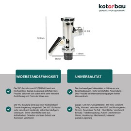 KOTARBAU® Toilet Flush Chrome 3/4 Inch Release Mechanical Tap Toilet Flush Rustproof Toilet Flush Fitting Toilet Lever Flush Toilet Easy Assembly