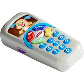 Fisher-Price Laugh and Learn Remote, Light-up Screen, UK English Version, Push Buttons and 35+ Sing-Along Songs, Tunes & Phrases, Baby Learning Toy, Early Development, English Version DLD30