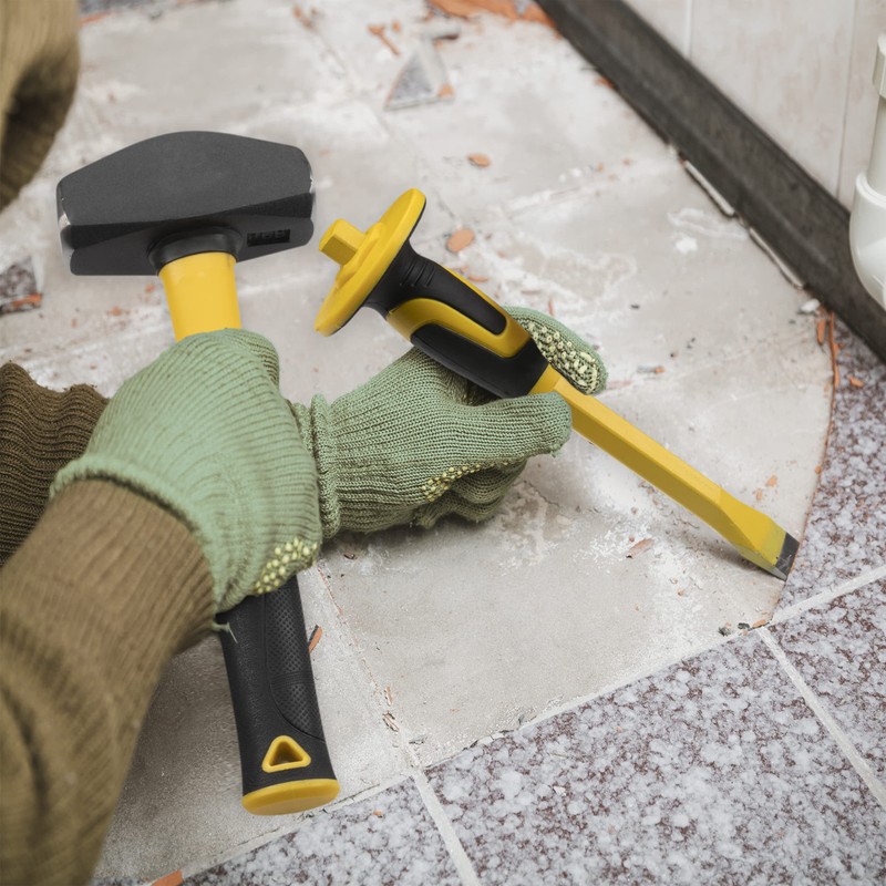 KURUI 3lb Sledge Hammer & Flat Chisel with Hand Protection