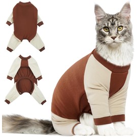 DENTRUN Cat Recovery Suit, Kitten Hair Sticky Onesie, Surgical Cone Alternative Shirts for Female Male Cat Recovery After Surgery, Cat Hair Spreading Prevent Clothes Pajama Apparel for Cats Only