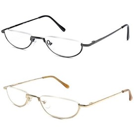 Readers The Lynwood Unisex Half Moon Half Frame 1.50 (2 Pair) Gold and Grey