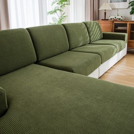 QIANMEW Couch Cushion Covers,Comfort Soft Magic Sofa Covers Washable Stretch Resistant for Chair Cushion Couch Furniture Protectors for Pets Sectional Slipcovers(Chair Cushion,Green)