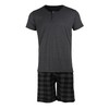 HEYO Men's Short Cotton Pyjamas 2-Piece Set Shorts T-Shirt, dark
