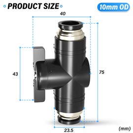 ERGAOBOY 5 x 10 mm AD Pneumatic Ball Valve, Push to Connect Control Valve Fittings (BUC10 Connections)