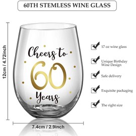 JUWNMANT Männer und Frauen 60. Jubiläumsfeier Weinglas 60. Geburtstagsgeschenk 60. Jubiläumsfeier Weinglas 60. Geburtstagsfeier Hochzeitstag Weinglas 480ml