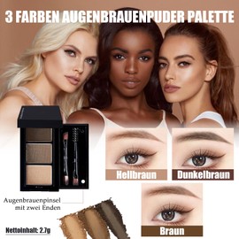 Eyebrow Powder Set, 3 Färbe Augenbrauen Puder, Wasserfest & Wischfest Augenbrauenpuder mit Bürste, Multipurpose Augenbrauen Farbe für Natürlich Aussehende Augenbrauen den Ganzen Tag, Feines Pulver