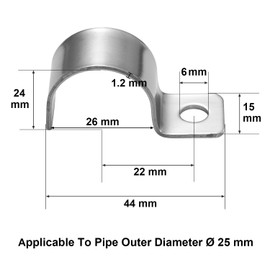 FamlTol Conduit Pipe Clips Ø 1", 304 Stainless Steel Pipe Mounting Brackets, Metal U Pipe Clamps with One Hole for Cable & Pipe Tidy | Ø 25 mm | 20 pcs