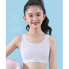 Herepai Big Girls' Sports Bra with Breathable Pads Teens Cotton Training Bras (16 Years, Big Girls, Navy,Pink,Grey,White)