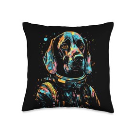 German Shorthaired Pointer Astronaut Dog in Space Fun Black Throw Pillow