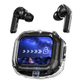 Airmax Audífonos Inalámbricos Bluetooth 5.4 Tws Con Pantalla Táctil, Control De Cámara, Tiktok, Asistente De Voz Y Temporizador, Negro