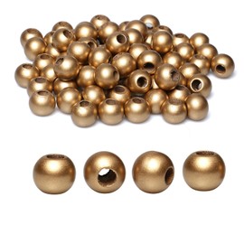 50pcs Macrame Wood Beads Large Hole Wood Beads for Craft Projects Gold Dyed 20mm 8mm Hole