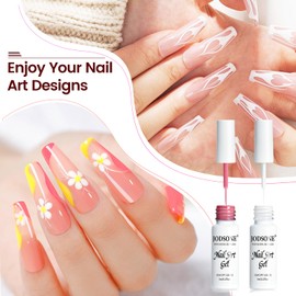 JODSONE JODSONE 10pcs Nail Art Gel Liner,3D Effect Gel Nail Polish Thin Brush Painted DIY at Home Salon Nail Design Line Art Gel Quality Gift for Girls