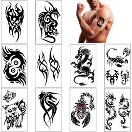 ELANE 10 Sheets Tramp Stamp Temporary Tattoo,Fake Temporary Tramp Stamp Tattoo Stickers for Women Grils Men