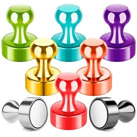 FINDMAG 8 Colors Fridge Magnets, Neodymium Magnetic Push Pins,Colorful Whiteboard Magnets, Thumb Tack, Magnetic Push Pins Magnet for Fridge, Office, Map