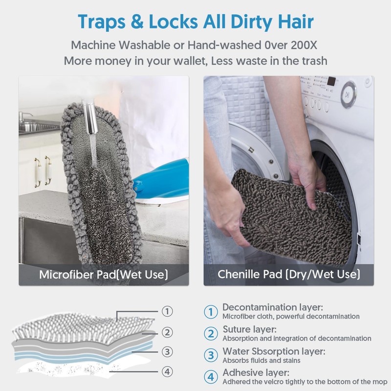Spray Wet Mops for Floors Cleaning - EXEGO Refillable Floor
