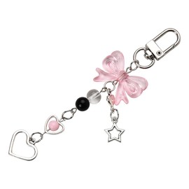 Heart Bow Keychain Charm for Women Bow Bag Charms for Handbags Accessories for Women Girls Heart Charm for Purse Backpack Keychain Charm for Car Keys Accessories