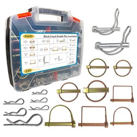235 PCS Heavy Duty Hitch Pin Clip Assortment Kit, Linch, PTO, R Clip, Tractor, Hair Pins for Farm Tractors, Trailers Accessories, Trucks, Lawn Mowers, Large Double Side Organizer (Orange)
