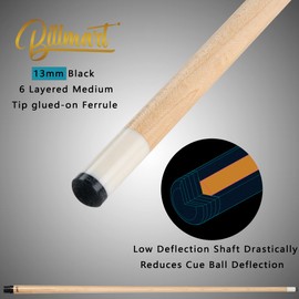 Billmart Pool Cue Stick, Low Deflection Shaft Billiard Cue Sticks with Hard Case, Pool Table Sticks Queue, 19-21 oz Pool Que(Black 20oz)