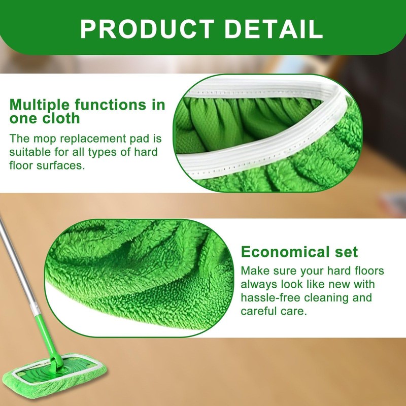 Reusable Floor Wipes Wet and Dry Cleaning Microfiber Set for