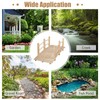 LDAILY Moccha 5FT Wood Garden Bridge, Pond Bridge with Guardrails