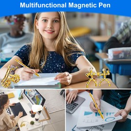 Cimvidi Magnetic Ballpoint Pen, Multifunctional Magnetic Pen Stress Relief Ballpoint Pen Metal Pen Magnetic Pen Cool Pens Gadgets, Gift for Boys Men Women (Gold)