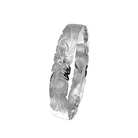 Arthur's Jewelry 925 Sterling Silver Hawaiian Scroll Plumeria Flower 12mm Cut Out Edge Bangle Size 8