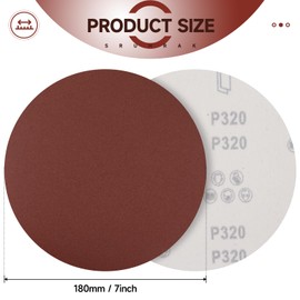 Sruhrak Pack of 30 Sanding Discs 320 Grit 180 mm Velcro Round Sandpaper for Wall Ceiling Sanders Drywall Sanders