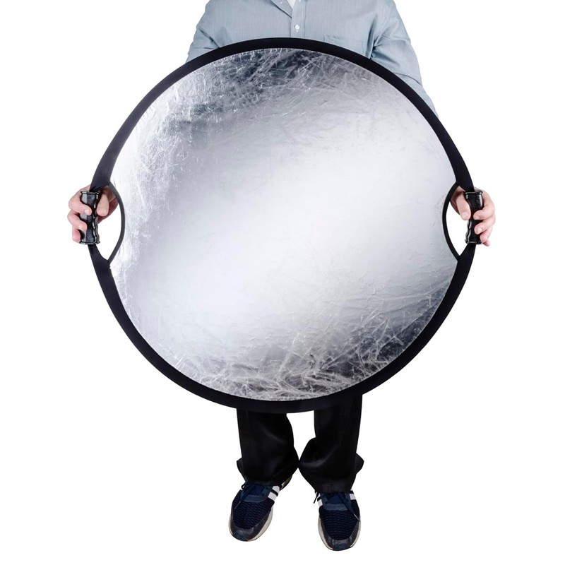 Glow Circular Collapsible Reflector with Handles (32", Silver/White)