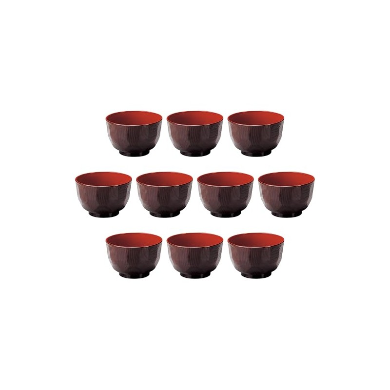 10個セット [A]3.7寸亀甲椀 溜内朱 [ 10.8×7㎝(390㏄) ] | 汁椀 ABS樹脂 セトモノホンポ(Setomonohonpo)