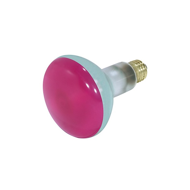 Satco 75BR30/PK Incandescent Reflector, 75W E26 BR30, Pink Bulb