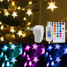Star String Lights Plug in - 66 ft 200 LED Star Fairy String Lights with Remote and Timer, 8 Modes Waterproof for Bedroom Tent Loft Bed Window Backyard Patio Porch Balcony Party, Warm White
