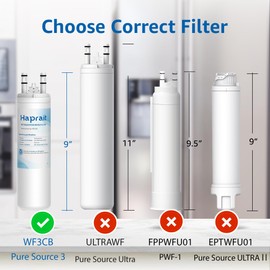 WF3CB Water Filter Replacement, HP006 Compatible with Frigidaire WF3CB, Pure Source 3, WF425, 706465, 242069601, 242086201, 242017800, Height 9 inches, 3 Count