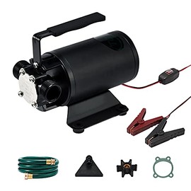 12V Water Transfer Pump 330GPH Self-Priming Pump, Portable Electric Utility Sump Pump with Suction Hose Attachment