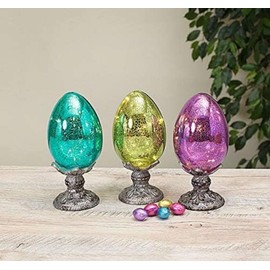 Gerson 3pc Lighted Mercury Easter Egg With Stand Set - Blue-Purple-Ye
