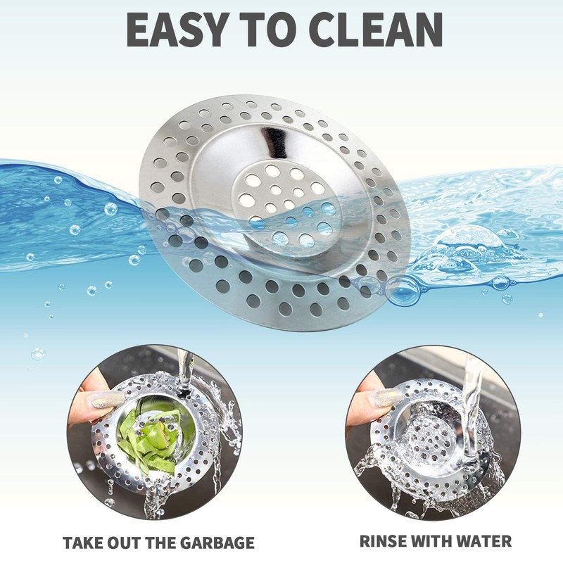 4 PCS Drain Hair Catcher Stainless Steel Kitchen Sink Strainer