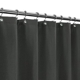 Barossa Design Waffle Weave Shower Curtain Hotel Luxury Spa, 230 GSM Heavy Duty Fabric & No Blowing, Water Repellent and Machine Washable - Graphite Gray, 71"x72"
