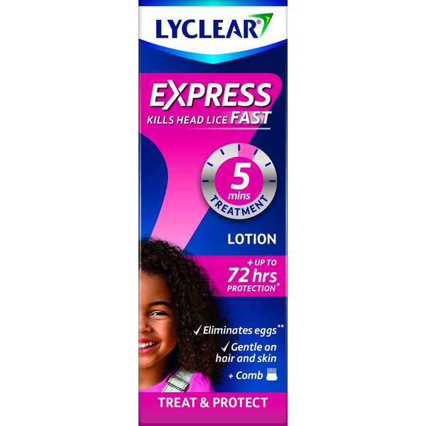 Lyclear Express Treat & Protect Lotion - Kills Head Lice & Eggs – Effective in Just 5 minutes on Head Lice & Helps Protect for up-to 72 hours* – 100ml Lotion Format