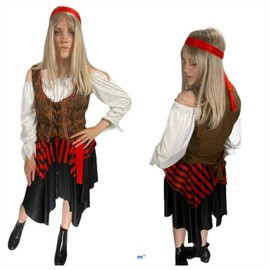 Rubber Johnnies Lady Pirate COSTUME, Adult, Women's Fancy Dress, Blackbeard, Shipwreck