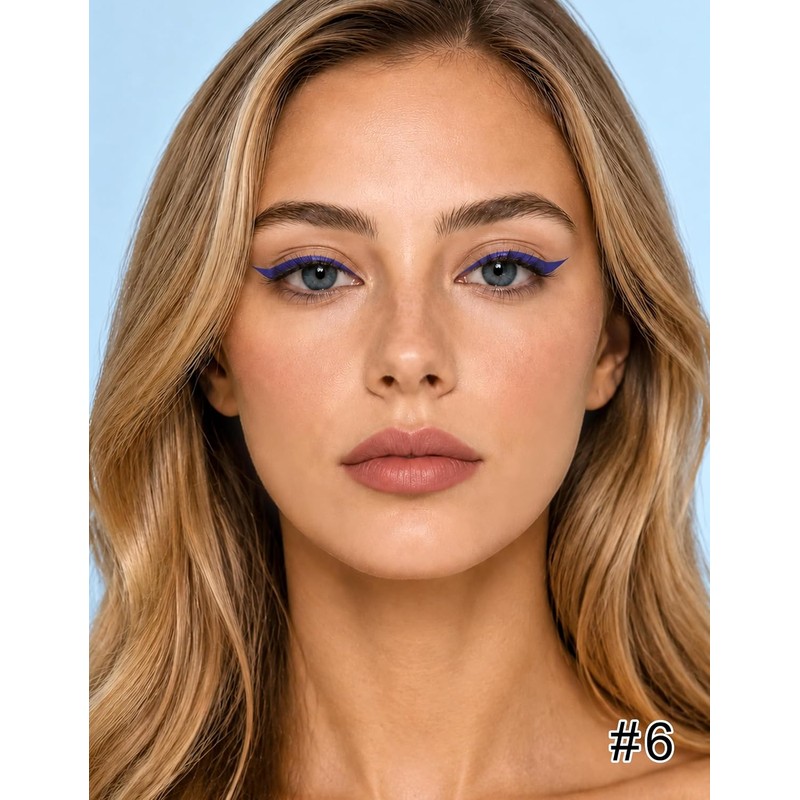 Erinde Delineador Líquido Waterproof, Larga Duración & Alta Pigmentación,#D06 Azul