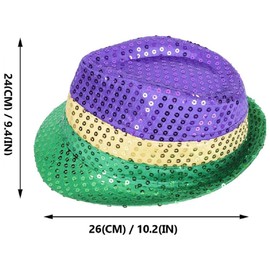 Ankelesz Mardi gras Hat Bow Tie Sequin Fedora Hat Carnival Party Cap for Kids Adults Party Favors