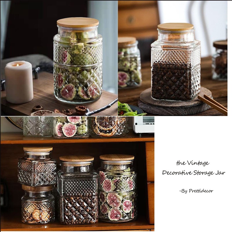 Large Glass Storage Jar, 60 FL OZ Glass Food Storage