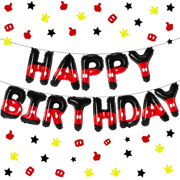 YIIHMEI Cartoon Mouse Happy Birthday Banner Party Decorations Balloons with