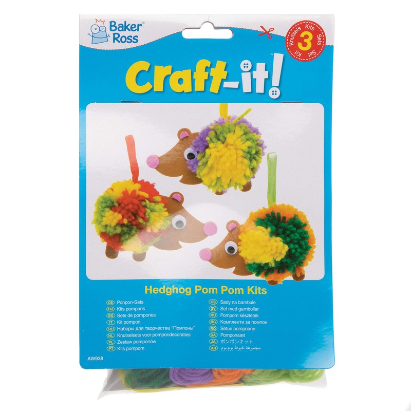 Baker Ross AW938 Animal Hedgehog Pom Kits, Arts and Crafts
