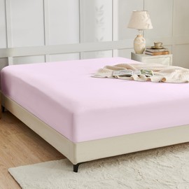 LINENOVA King Single Fitted Sheet – Ultra Soft 1800TC Double Brushed Microfiber, Deep Pocket Fits Mattresses up to 40cm – 1 Piece -Light Pink