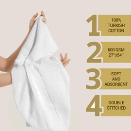 GT Globaltex Fine Linens Baccarat Towel Collection (2 Pcs Bath Towel, White)