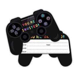AIYONG 12 x Video Gaming Game Party Invitation Cards Children's Birthday Party Invitation Boys Girls Invitation Children's Birthday Party with Envelope, Gaming Children's Birthday Party Consoles Gamer